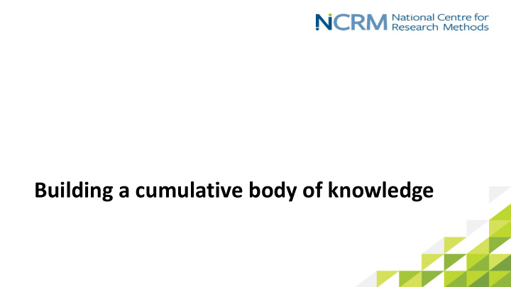 building a cumulative body of knowledge community studies