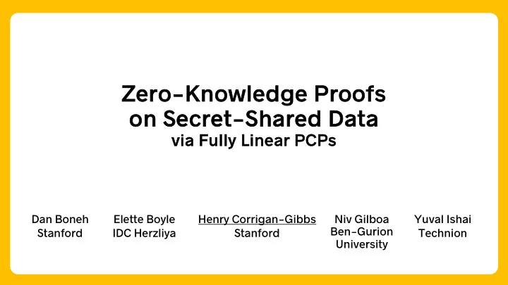 ze zero kn knowledge pr proofs on on se secr cret sh