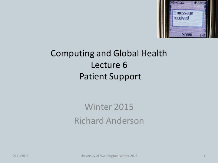 lecture 6 patient support winter 2015