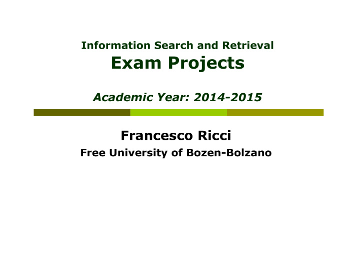 information search and retrieval exam projects