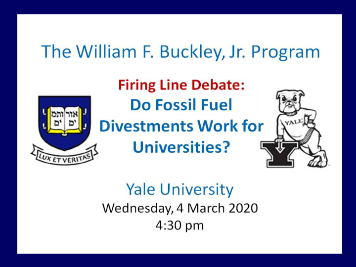 logistics for upcoming debate on divestment