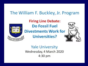 Logistics for Upcoming Debate on Divestment  Each of you delivers an opening statement,