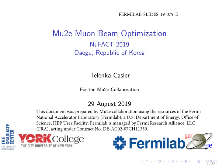 mu2e muon beam optimization