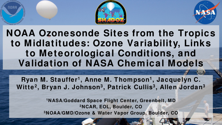 noaa ozonesonde sites from the tropics to midlatitudes