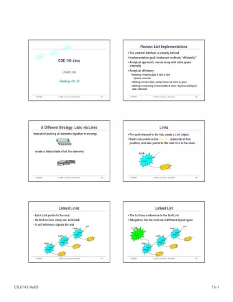 Review: List Implementations  The external interface is already defined  Implementation goal: