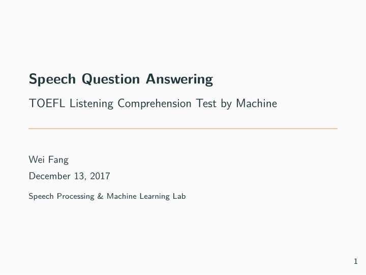 speech question answering