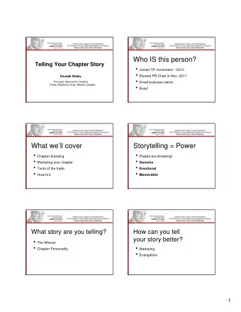 Who IS this person?  Telling Your Chapter Story  Joined YP movement  2010  Elected PR