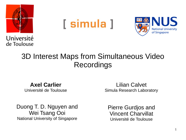 3d interest maps from simultaneous video recordings