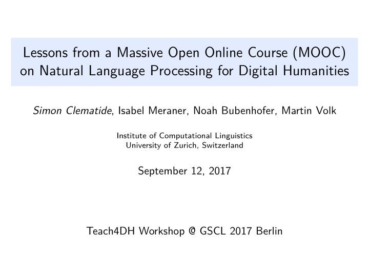 lessons from a massive open online course mooc on natural