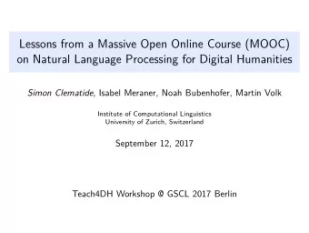 Lessons from a Massive Open Online Course (MOOC)  on Natural Language Processing for Digital