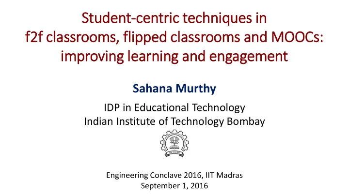 student centric techniques in
