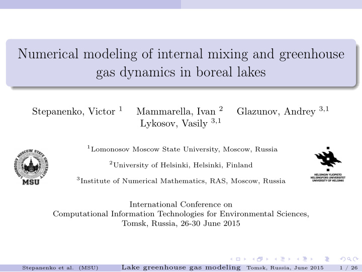 numerical modeling of internal mixing and greenhouse gas