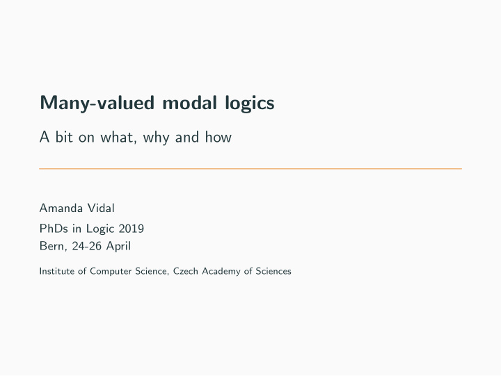 many valued modal logics