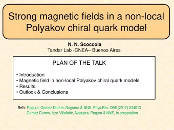 Polyakov chiral quark model  N. N. Scoccola Tandar Lab -CNEA  Buenos Aires  PLAN OF THE TALK