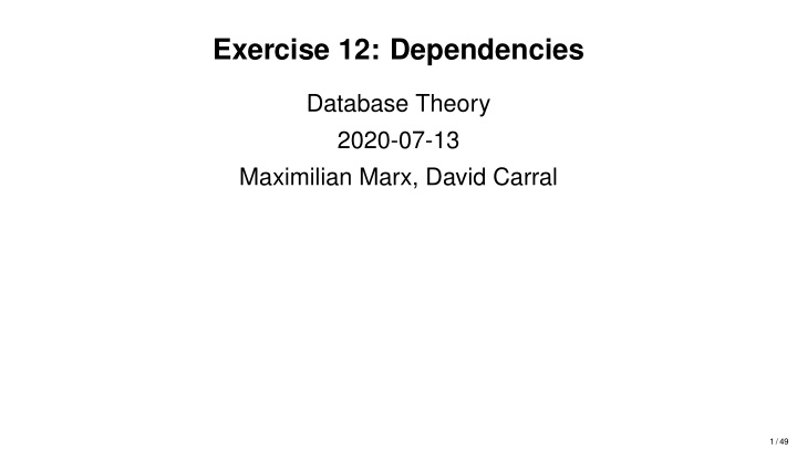 exercise 12 dependencies