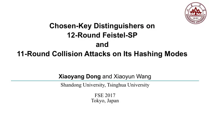 chosen key distinguishers on 12 round feistel sp and 11