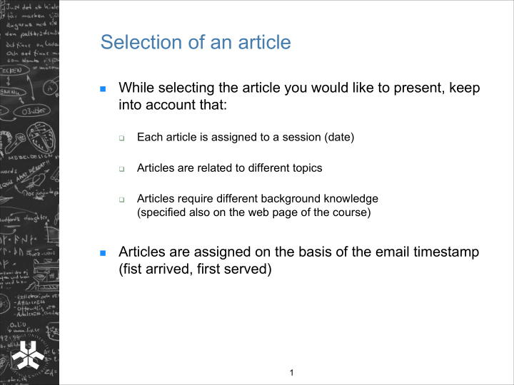 selection of an article