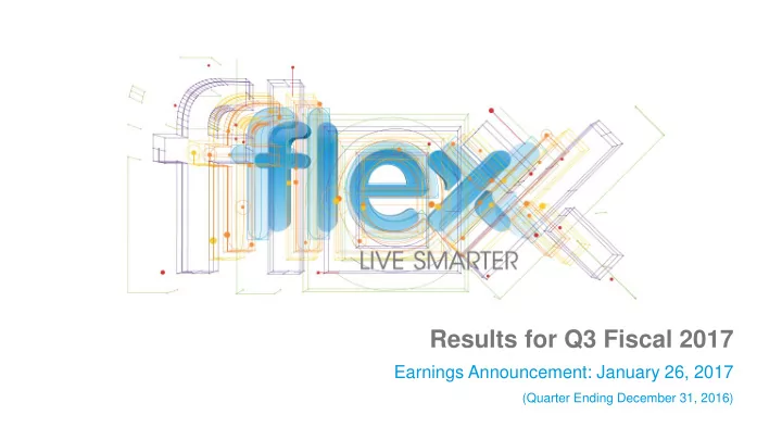 results for q3 fiscal 2017