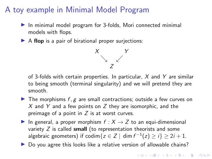 a toy example in minimal model program