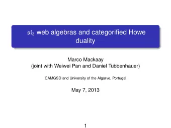 sl 3 web algebras and categorified Howe  duality  Marco Mackaay  (joint with Weiwei Pan and Daniel