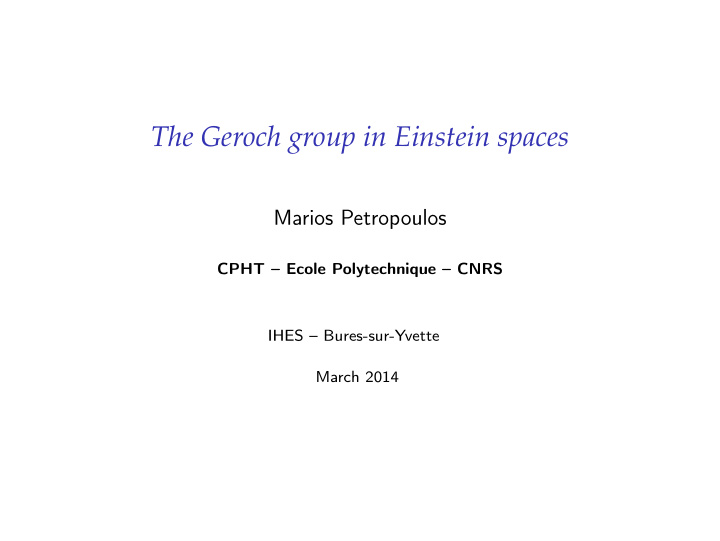 the geroch group in einstein spaces