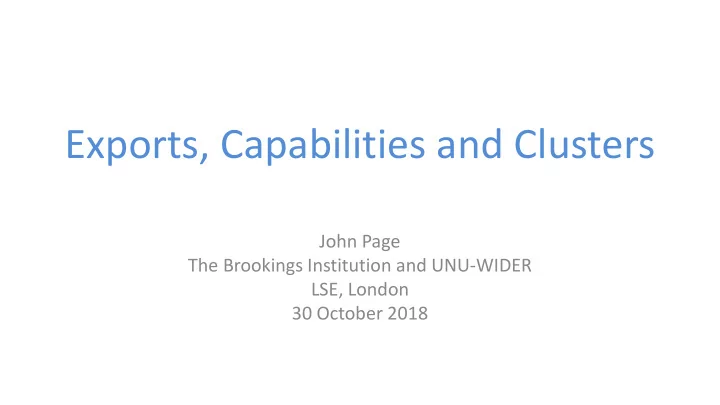 exports capabilities and clusters