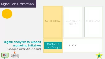 Digital Sales Framework  1  MARKETING  CAPABILITY  FULFILMENT  BUILDS  Digital analytics to support
