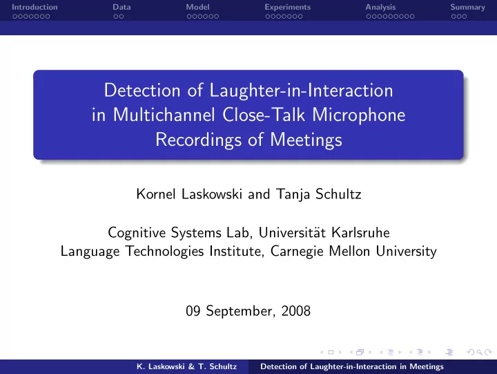 detection of laughter in interaction in multichannel
