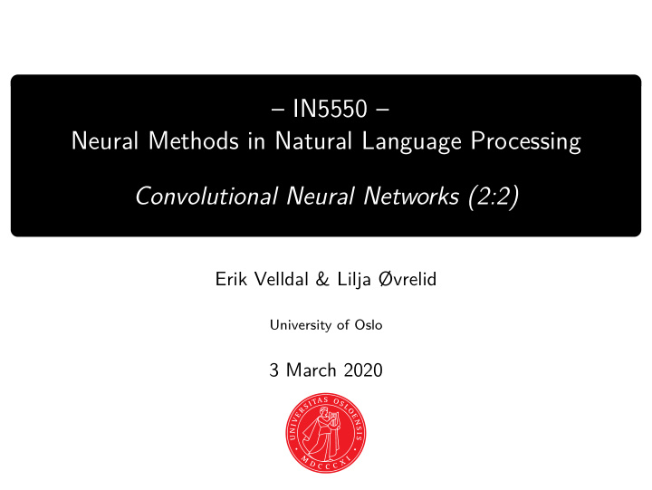 in5550 neural methods in natural language processing