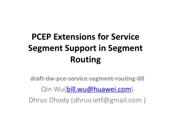 PCEP Extensions for Service  Segment Support in Segment Routing