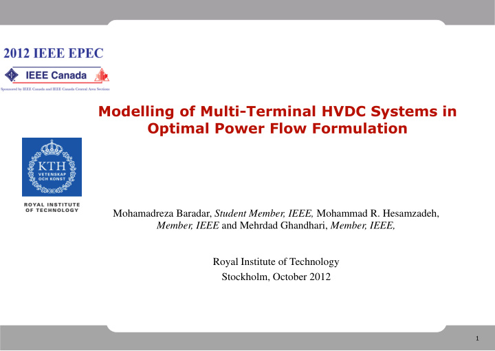modelling of multi terminal hvdc systems in