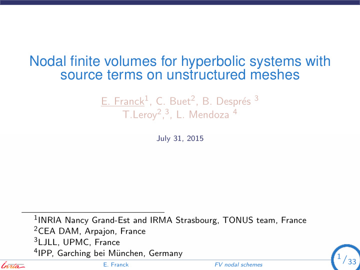 nodal finite volumes for hyperbolic systems with source