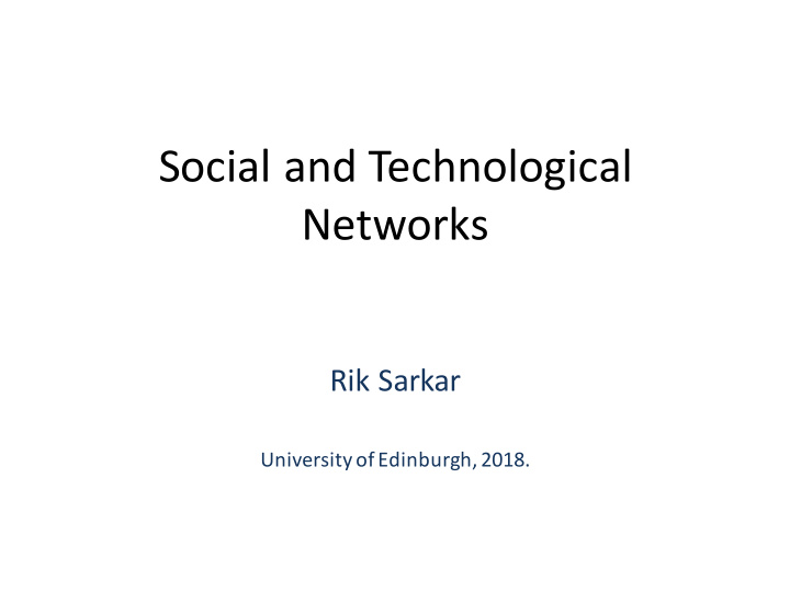 social and technological networks