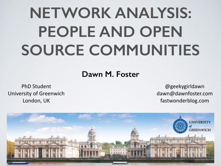 network analysis people and open source communities