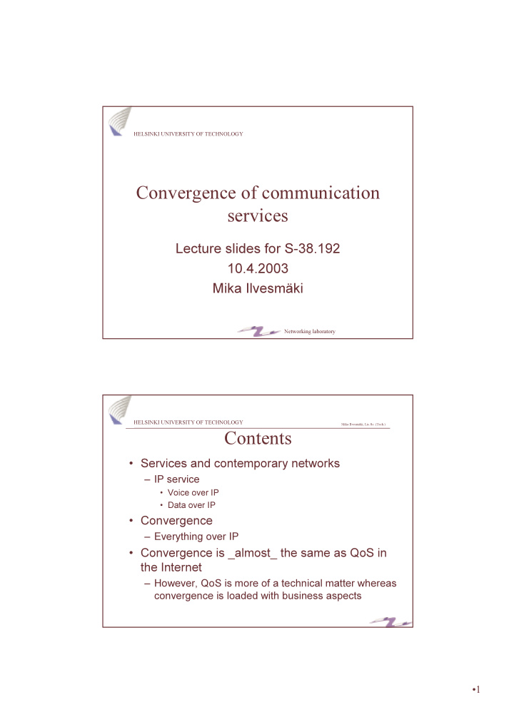 convergence of communication services