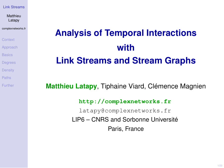 analysis of temporal interactions