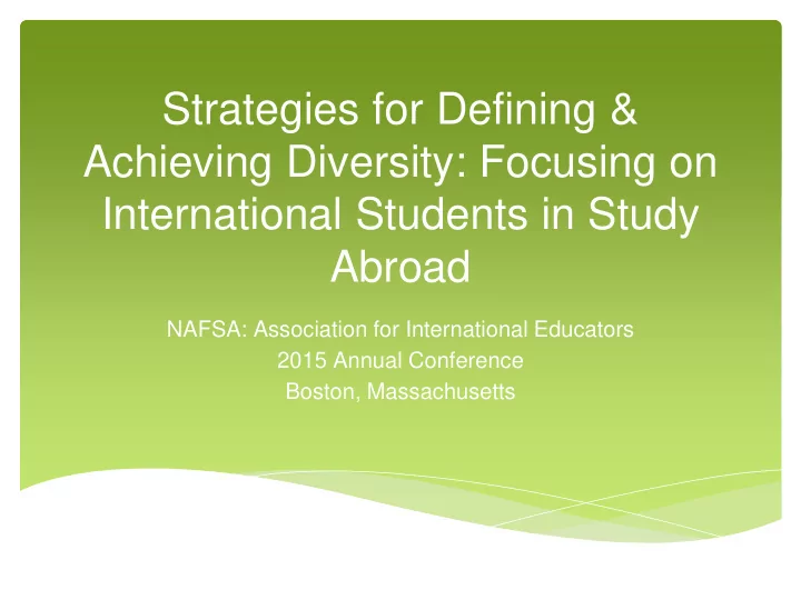 strategies for defining achieving diversity focusing on