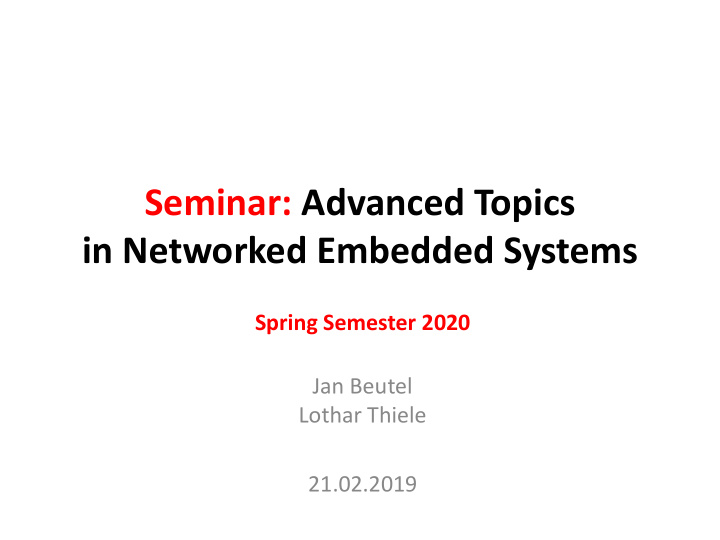 in networked embedded systems