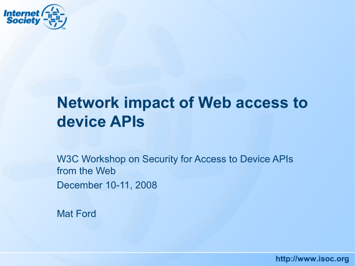 network impact of web access to device apis