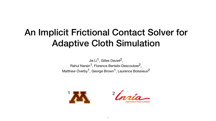 an implicit frictional contact solver for adaptive cloth