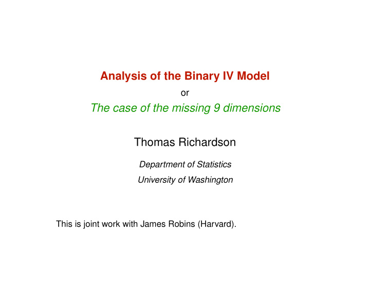 analysis of the binary iv model