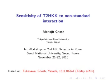 Sensitivity of T2HKK to non-standard  interaction  Monojit Ghosh  Tokyo Metropolitan University