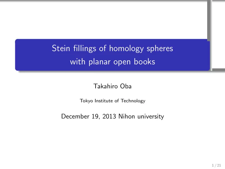 stein fillings of homology spheres with planar open books