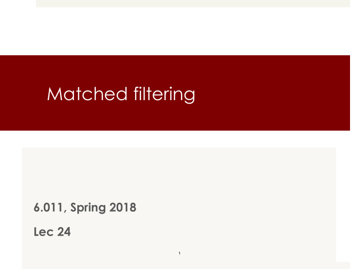 matched filtering