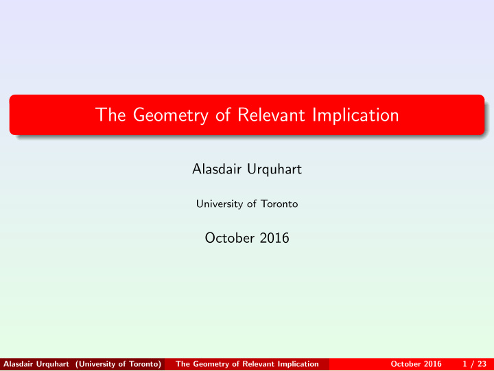 the geometry of relevant implication
