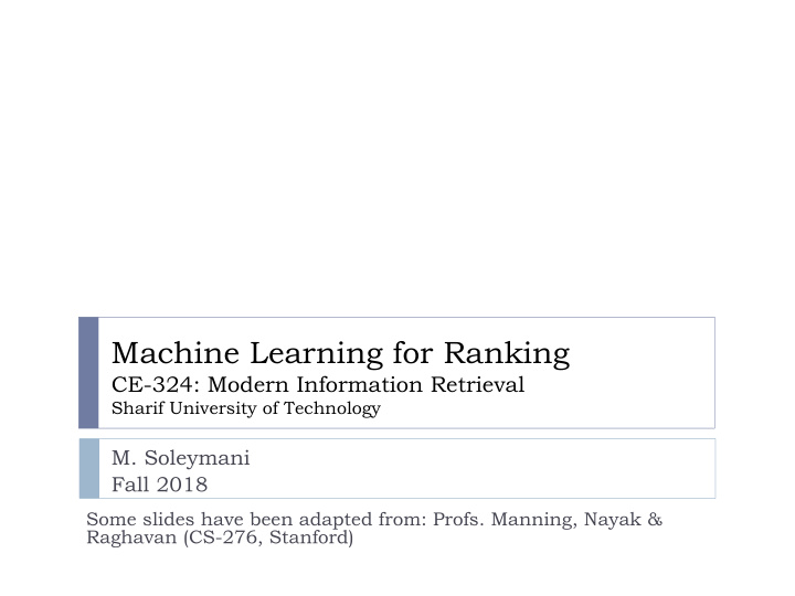 machine learning for ranking