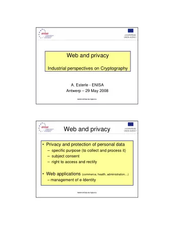 Web and privacy   Privacy and protection of personal data   specific purpose (to collect and