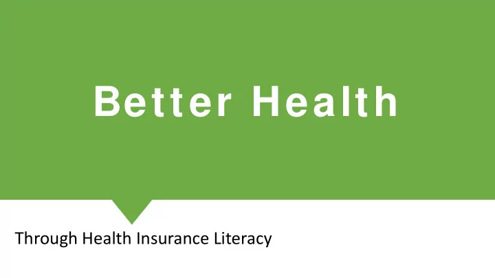 better health