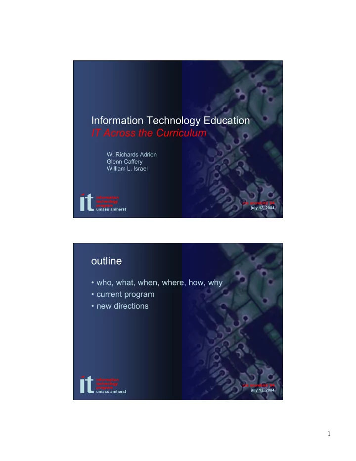 information technology education it across the curriculum