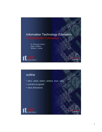 Information Technology Education  IT Across the Curriculum  W. Richards Adrion  Glenn Caffery